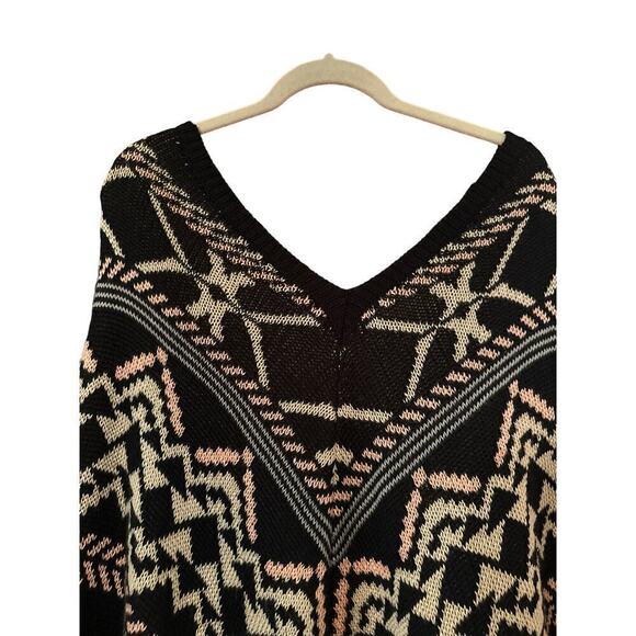 Skies are Blue Women's Acrylic Fringe Knit Pullover Poncho Sweater Size L Multi - Picture 4 of 7